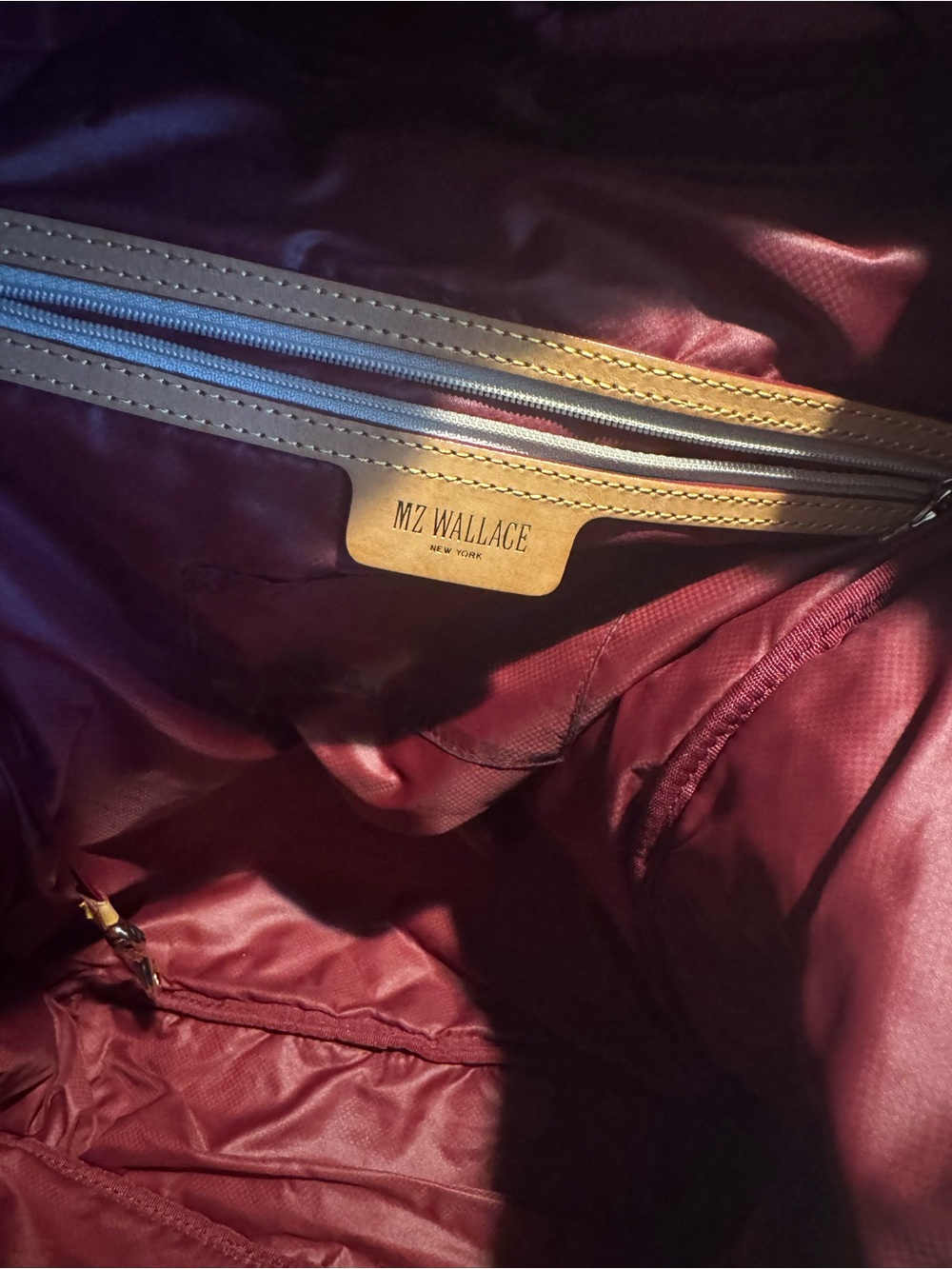 MZ WALLACE BACKPACK—Quilted “Cranberry Lacquer” with leather details - Picture 6 of 16